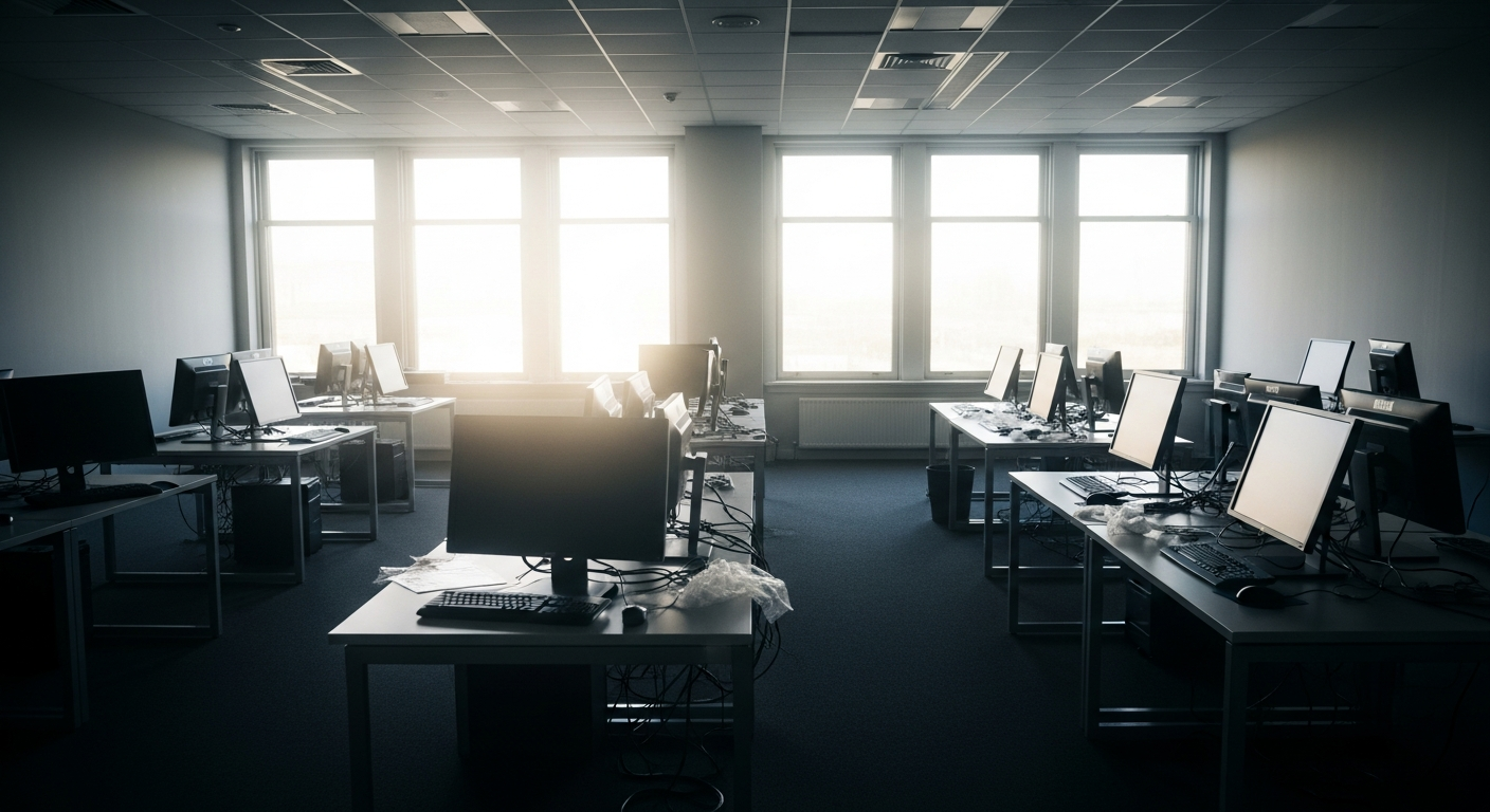 Illustrative office image with large windows